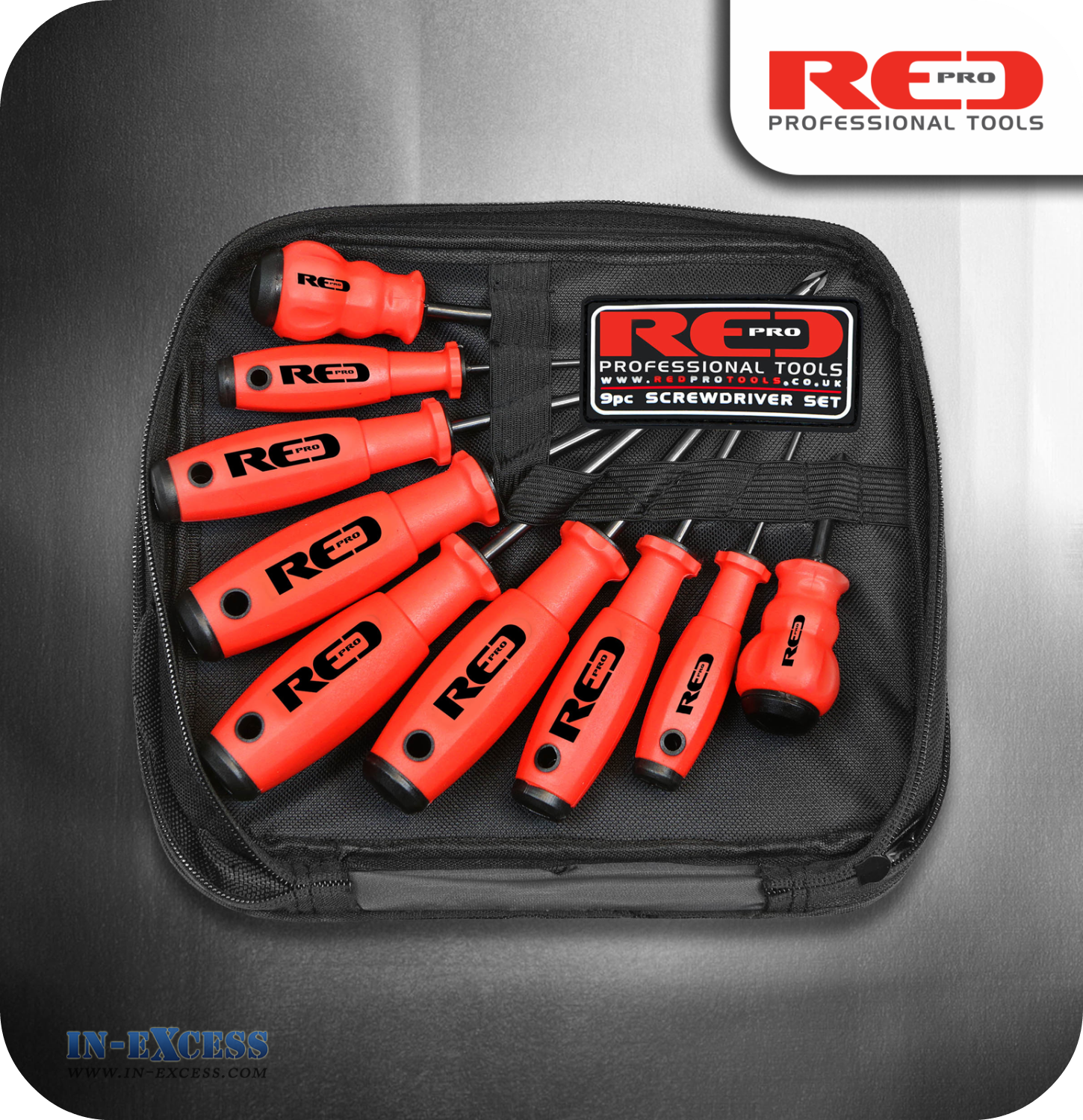 Red Pro Tools Screwdriver Set - 9 Pieces
