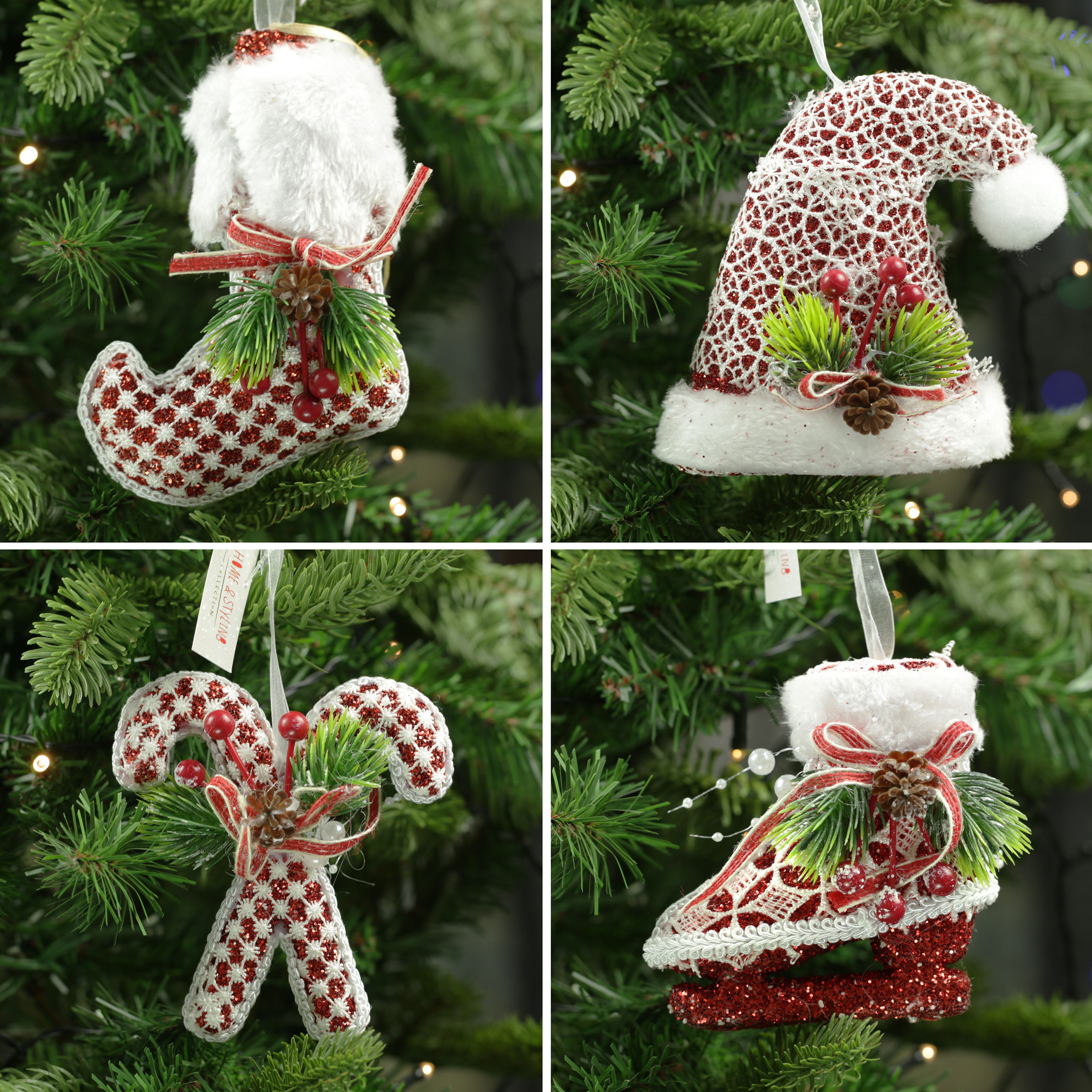 Christmas Candy Cane / Ice Skate / Hat / Elf Bootee Hanging Decorations