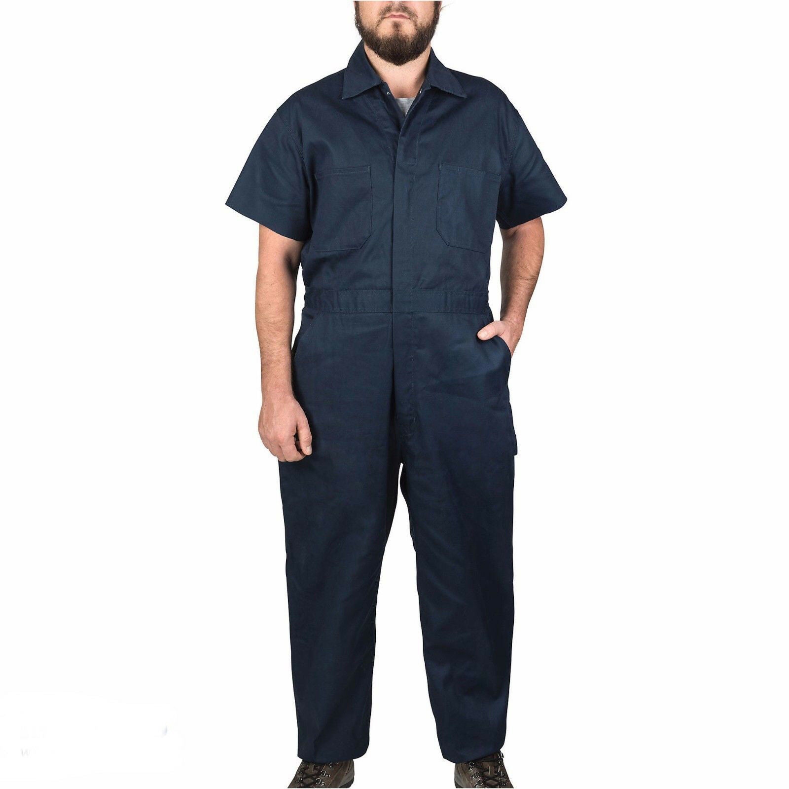 Walls Short Sleeved Twill Summer Overalls - Navy