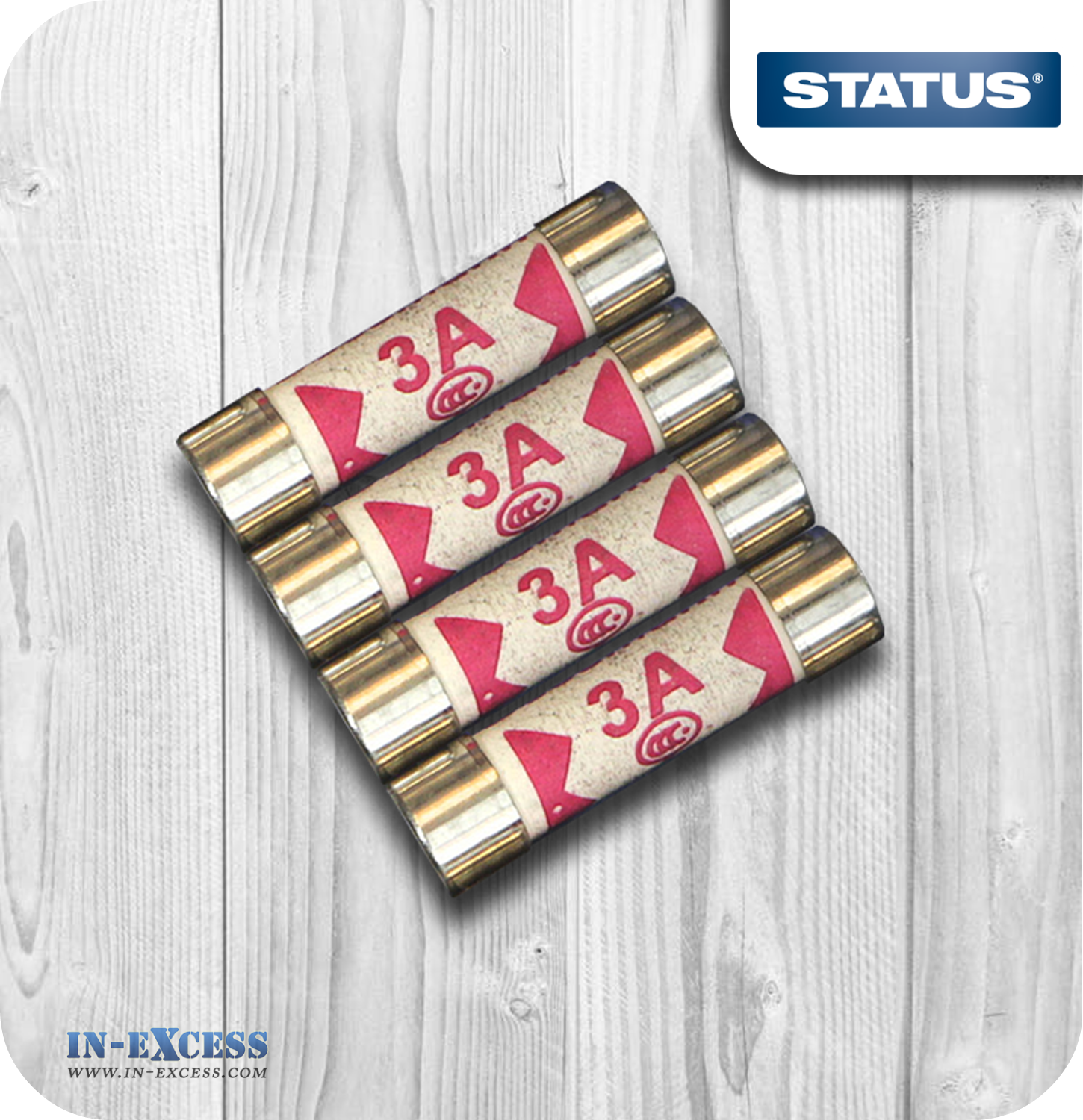 Status 3 Amp Replacement Fuses - Pack of 4