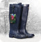 Town & Country Stylish Adjustable Deep Tread Tall Wellington Walking Boots - Navy Blue