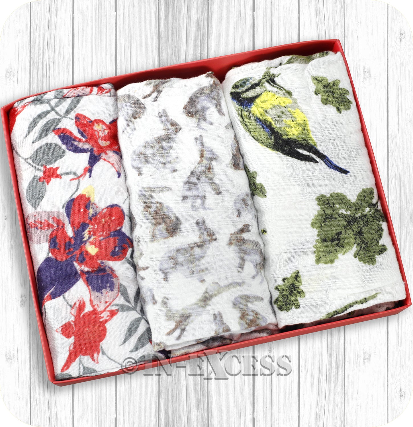 ZOE 100% Cotton Baby Muslin Square Gift Set - Woodland Themed