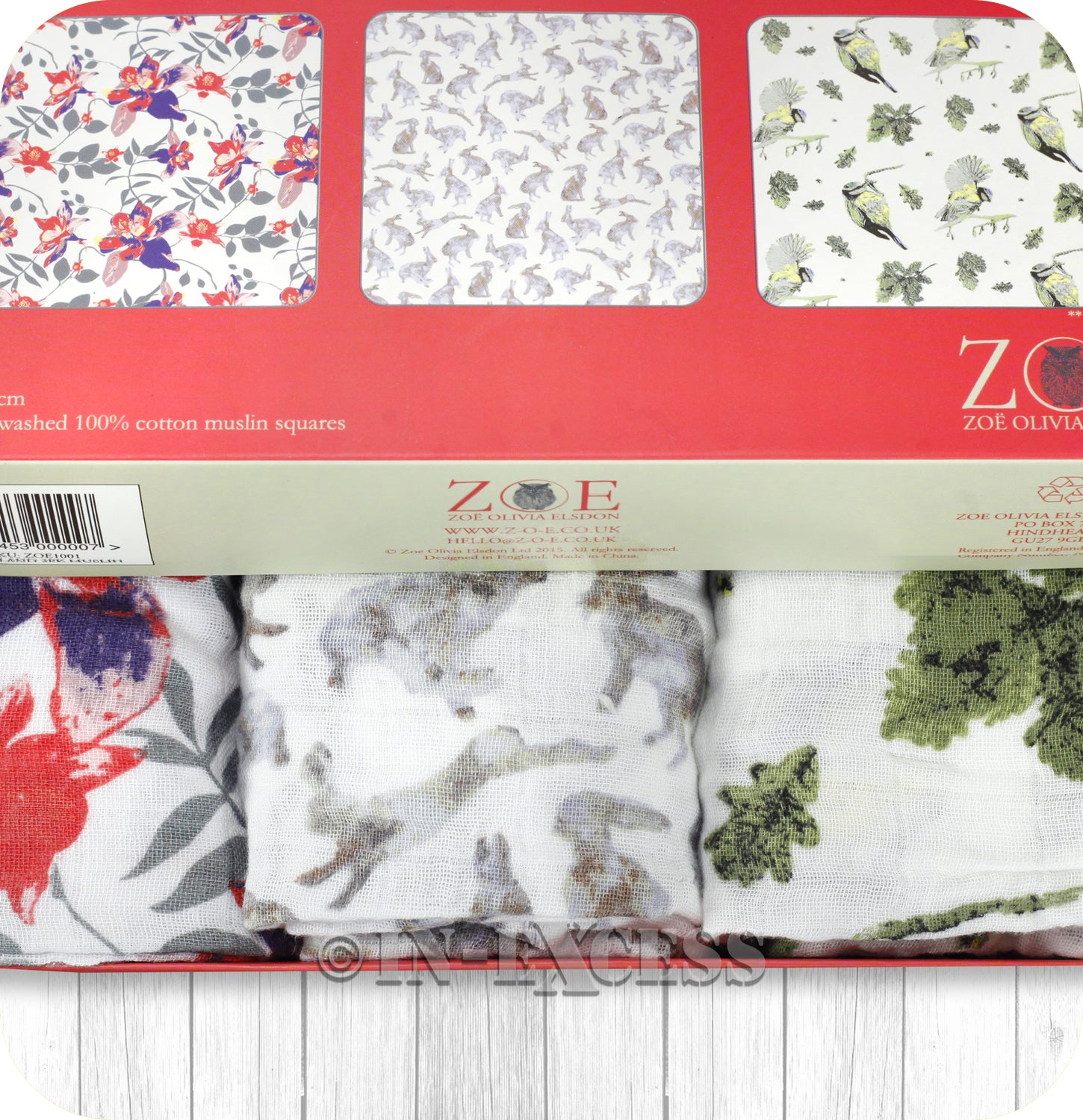 ZOE 100% Cotton Baby Muslin Square Gift Set - Woodland Themed