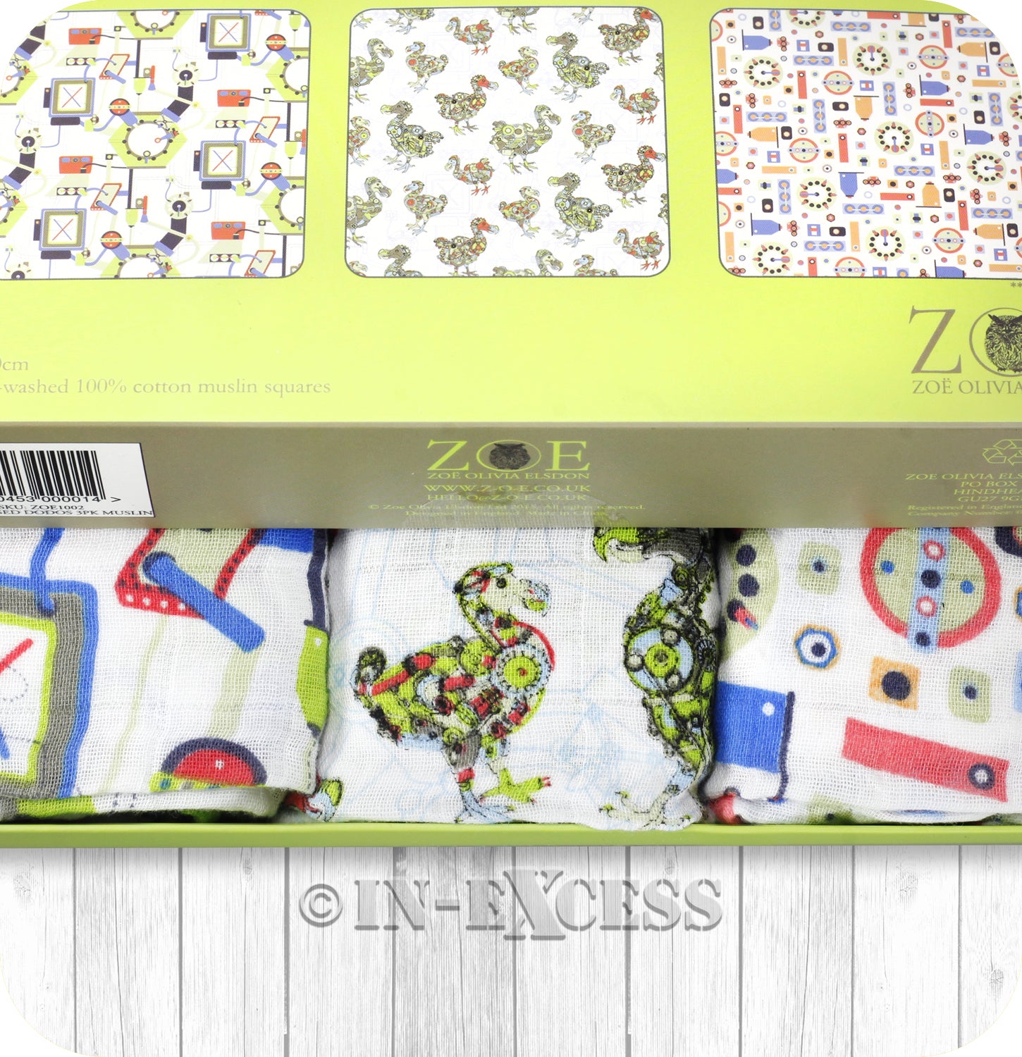 ZOE 100% Cotton Baby Muslin Square Gift Set - Mechanised Dodos